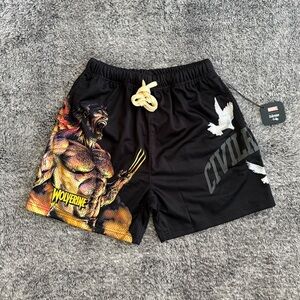 Men’s Civil Regime x Marvel Shorts, Wolverine, NWT
